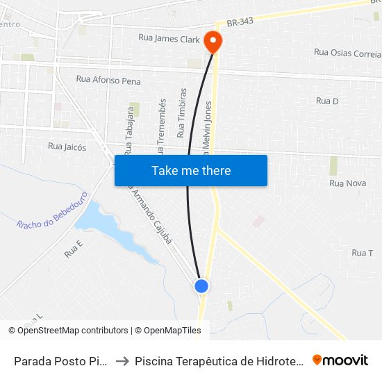 Parada Posto Pinheirão to Piscina Terapêutica de Hidroterapia / UFPI map