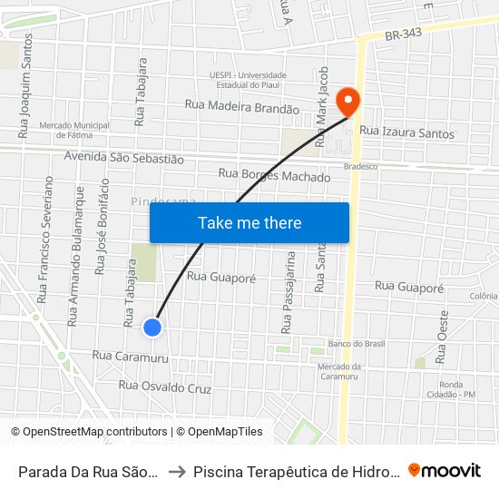 Parada Da Rua São Francisco to Piscina Terapêutica de Hidroterapia / UFPI map