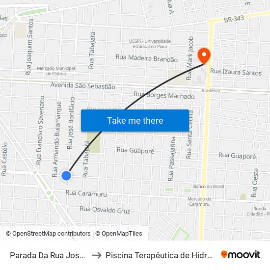 Parada Da Rua José Bonifácio to Piscina Terapêutica de Hidroterapia / UFPI map