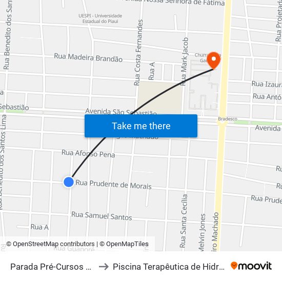 Parada Pré-Cursos De Parnaíba to Piscina Terapêutica de Hidroterapia / UFPI map