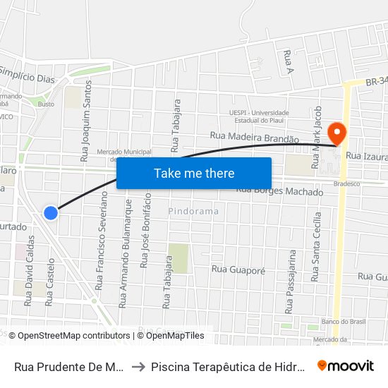 Rua Prudente De Morães, 113 to Piscina Terapêutica de Hidroterapia / UFPI map