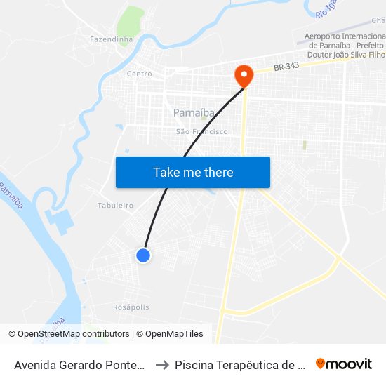 Avenida Gerardo Pontes Cavalcante, 1-177 to Piscina Terapêutica de Hidroterapia / UFPI map