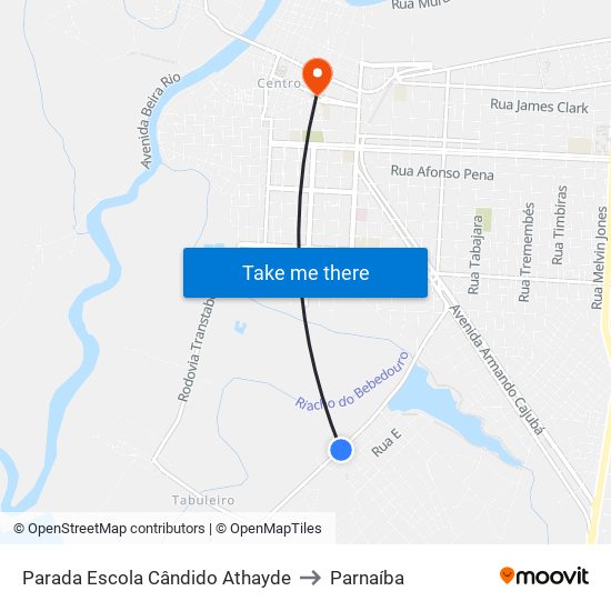 Parada Escola Cândido Athayde to Parnaíba map