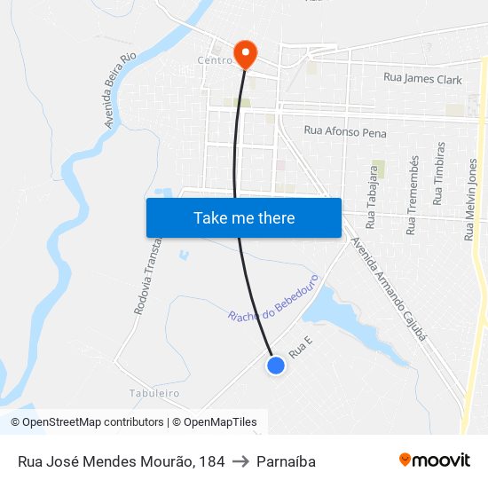 Rua José Mendes Mourão, 184 to Parnaíba map