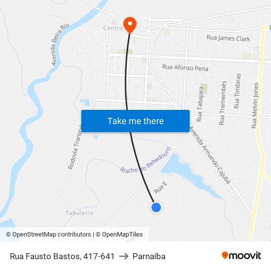 Rua Fausto Bastos, 417-641 to Parnaíba map