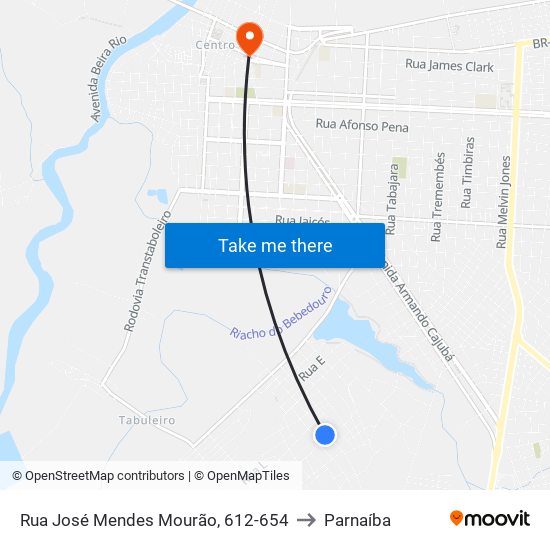 Rua José Mendes Mourão, 612-654 to Parnaíba map