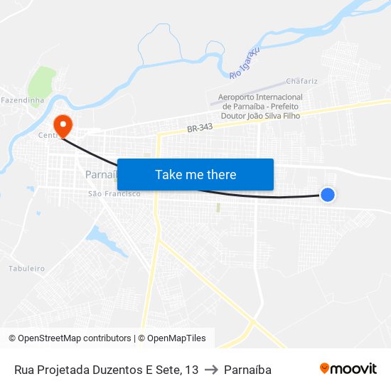 Rua Projetada Duzentos E Sete, 13 to Parnaíba map