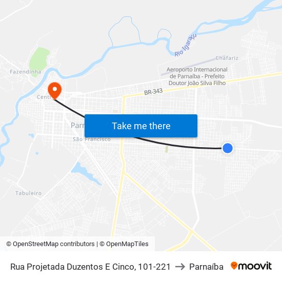 Rua Projetada Duzentos E Cinco, 101-221 to Parnaíba map