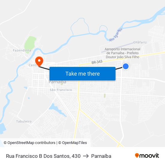 Rua Francisco B Dos Santos, 430 to Parnaíba map