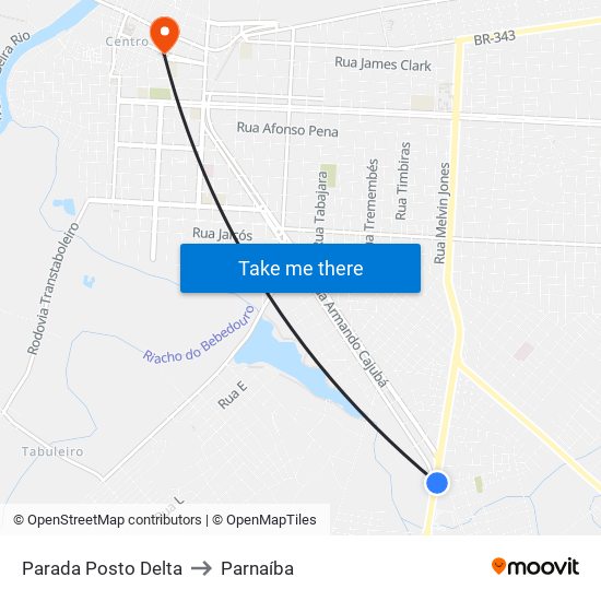 Parada Posto Delta to Parnaíba map