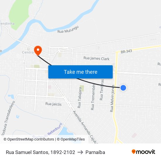 Rua Samuel Santos, 1892-2102 to Parnaíba map