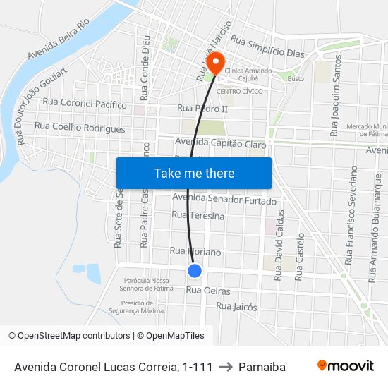 Avenida Coronel Lucas Correia, 1-111 to Parnaíba map