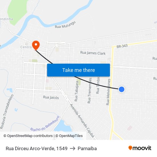 Rua Dirceu Arco-Verde, 1549 to Parnaíba map