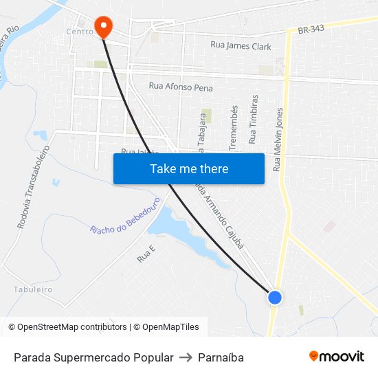 Parada Supermercado Popular to Parnaíba map