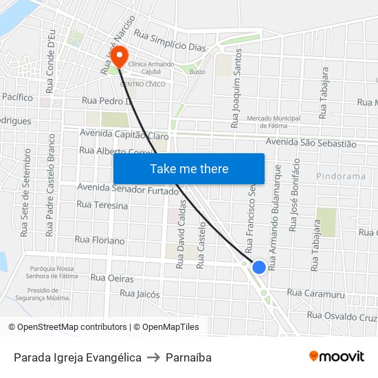 Parada Igreja Evangélica to Parnaíba map