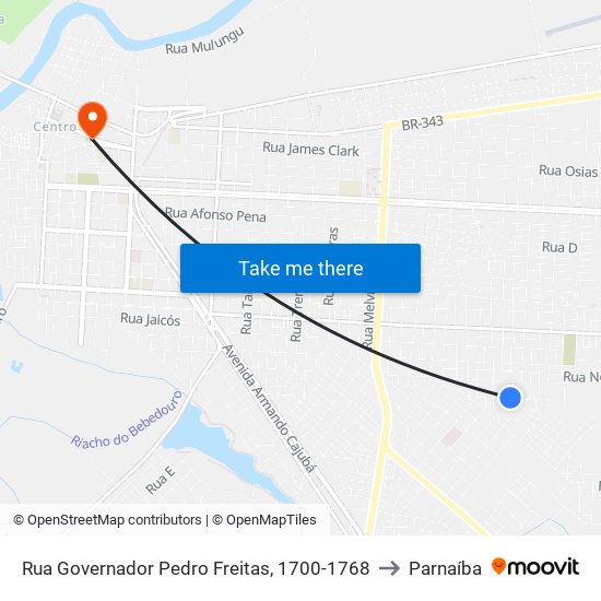 Rua Governador Pedro Freitas, 1700-1768 to Parnaíba map