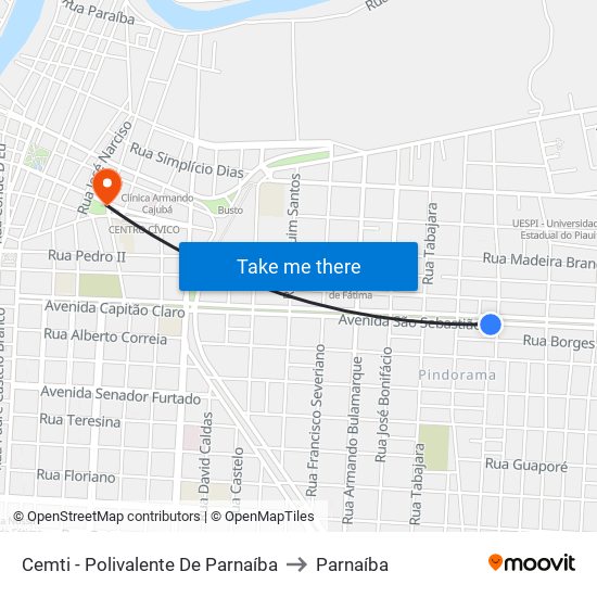 Cemti - Polivalente De Parnaíba to Parnaíba map