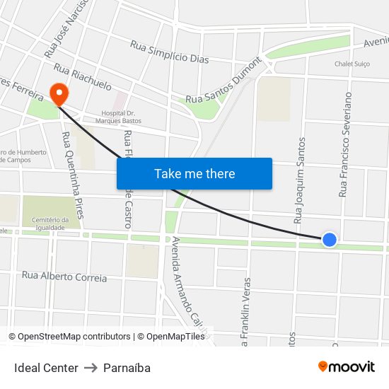 Ideal Center to Parnaíba map
