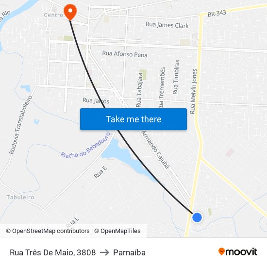 Rua Três De Maio, 3808 to Parnaíba map