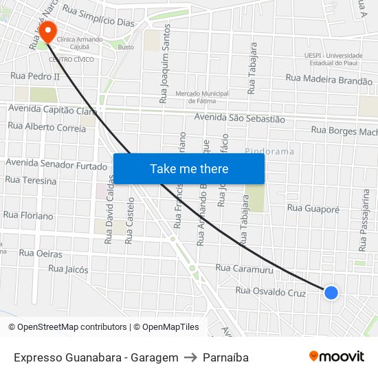 Expresso Guanabara - Garagem to Parnaíba map