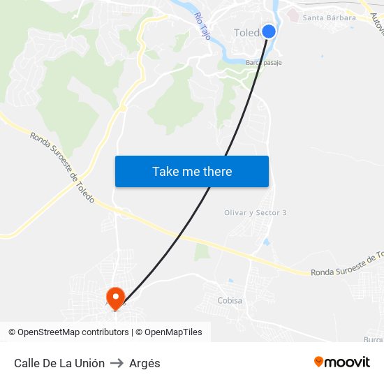 Calle De La Unión to Argés map