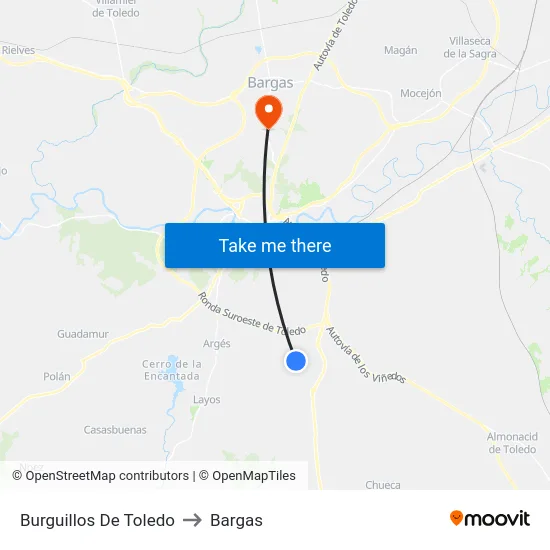 Burguillos De Toledo to Bargas map
