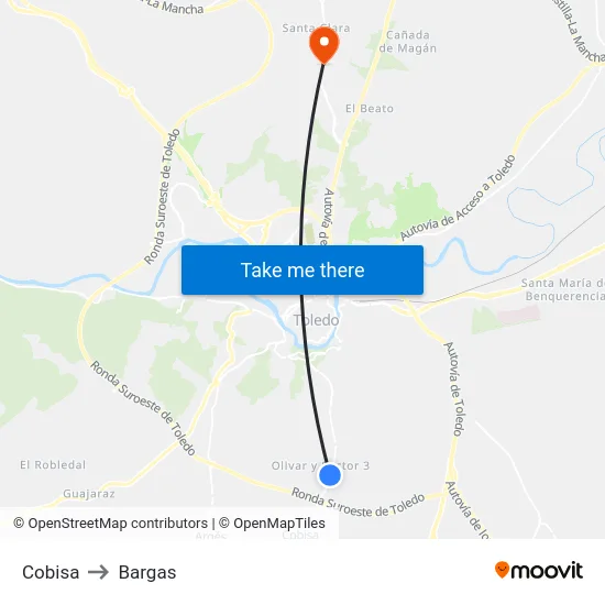 Cobisa to Bargas map