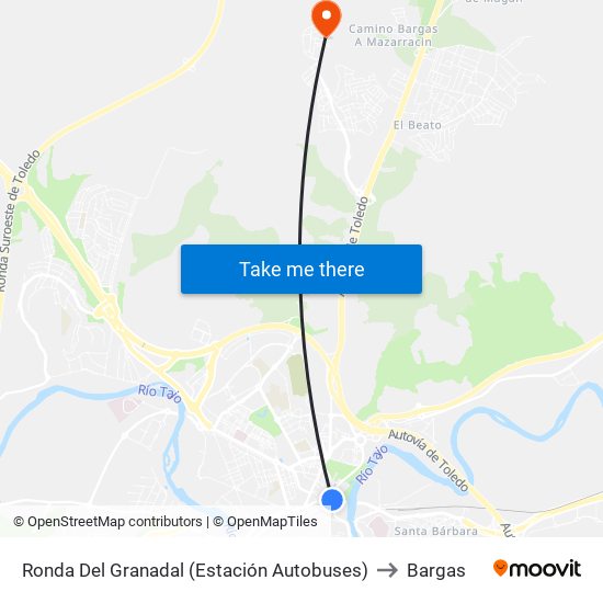 Ronda Del Granadal (Estación Autobuses) to Bargas map