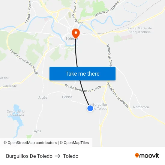 Burguillos De Toledo to Toledo map