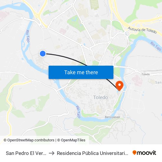 San Pedro El Verde (Universidad) to Residencia Pública Universitaria Francisco Tomas Y Valiente map