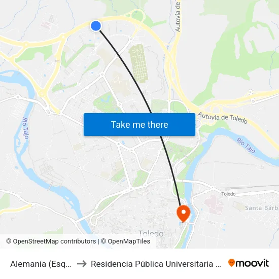 Alemania (Esq. Reino Unido) to Residencia Pública Universitaria Francisco Tomas Y Valiente map