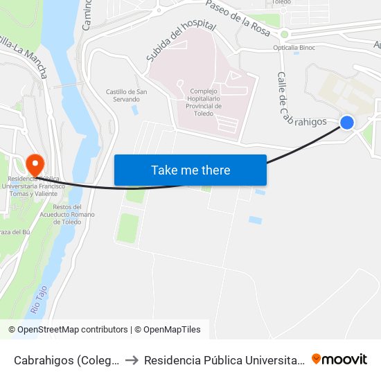 Cabrahigos (Colegio Ángel Del Alcázar) to Residencia Pública Universitaria Francisco Tomas Y Valiente map