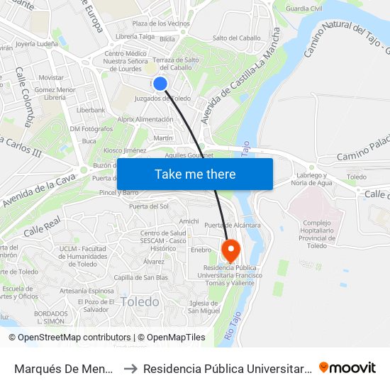 Marqués De Mendigorría (Juzgados) to Residencia Pública Universitaria Francisco Tomas Y Valiente map