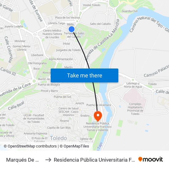 Marqués De Mendigorría, 9 to Residencia Pública Universitaria Francisco Tomas Y Valiente map