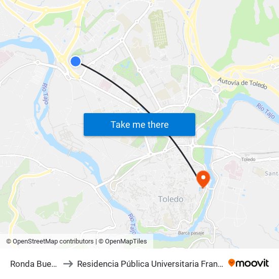 Ronda Buenavista, 2 to Residencia Pública Universitaria Francisco Tomas Y Valiente map