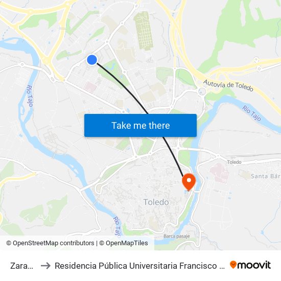 Zaragoza to Residencia Pública Universitaria Francisco Tomas Y Valiente map