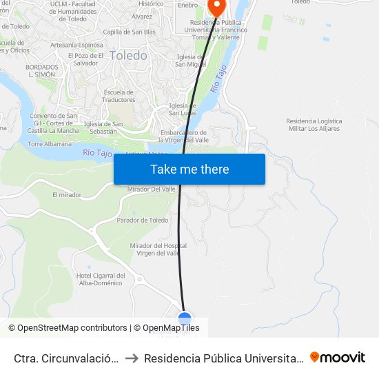 Ctra. Circunvalación (Hospital Del Valle) to Residencia Pública Universitaria Francisco Tomas Y Valiente map