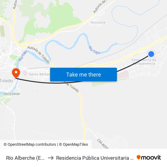 Río Alberche (Esq. Cascajoso) to Residencia Pública Universitaria Francisco Tomas Y Valiente map