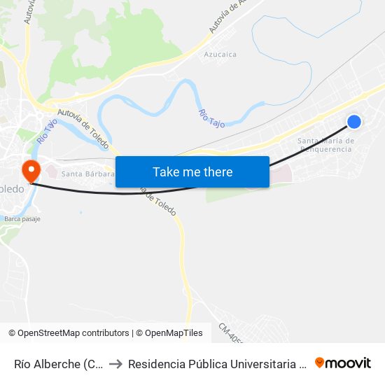 Río Alberche (Centro Cultural) to Residencia Pública Universitaria Francisco Tomas Y Valiente map