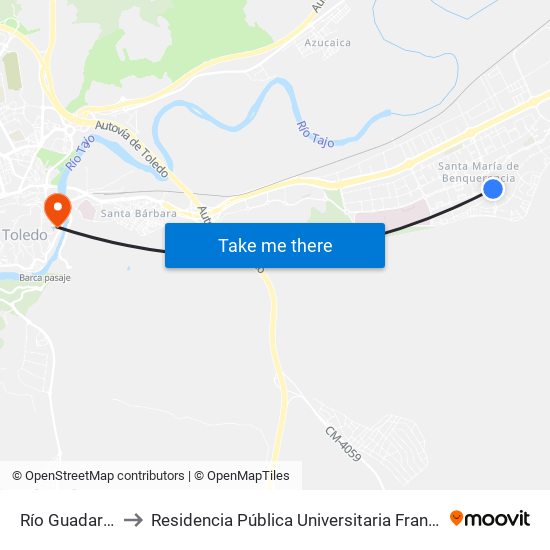 Río Guadarrama, 38 to Residencia Pública Universitaria Francisco Tomas Y Valiente map