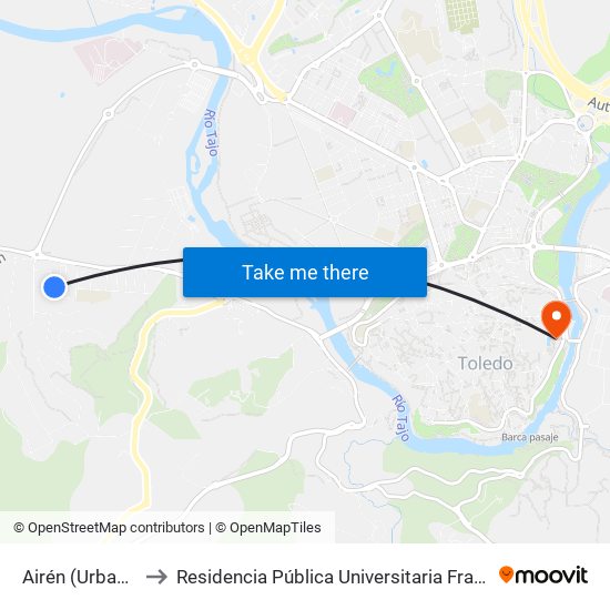 Airén (Urbanización 1) to Residencia Pública Universitaria Francisco Tomas Y Valiente map