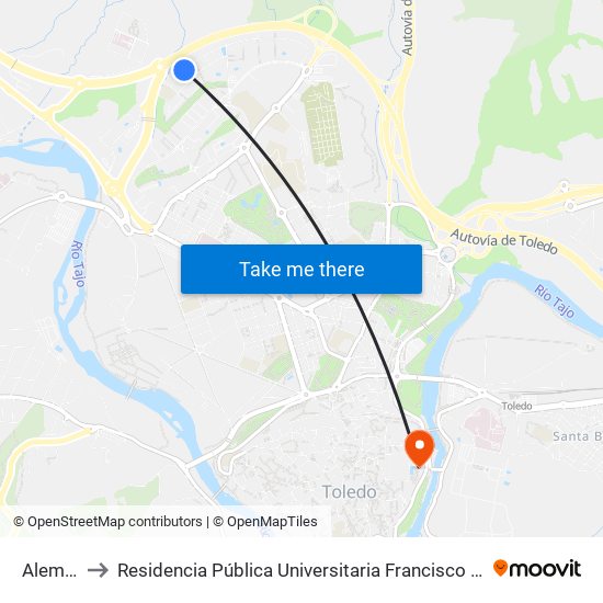 Alemania to Residencia Pública Universitaria Francisco Tomas Y Valiente map