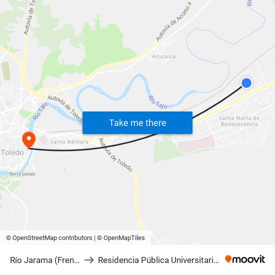 Río Jarama (Frente Artes Graficas) to Residencia Pública Universitaria Francisco Tomas Y Valiente map