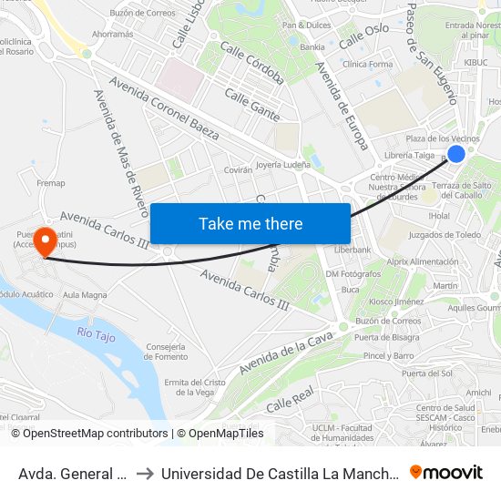 Avda. General Villalba, 24 to Universidad De Castilla La Mancha - Campus De Toledo map
