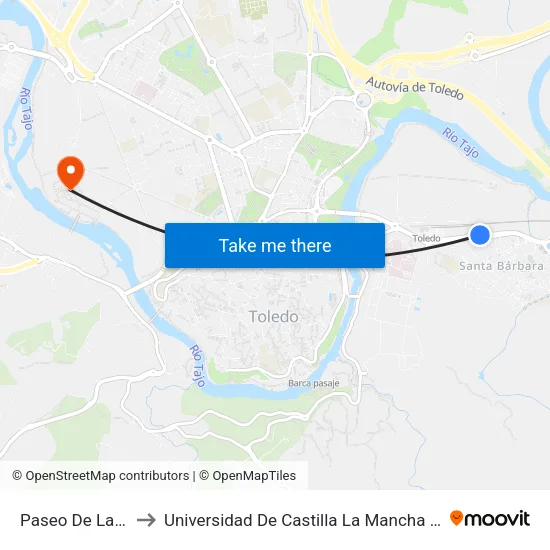 Paseo De La Rosa, 15 to Universidad De Castilla La Mancha - Campus De Toledo map