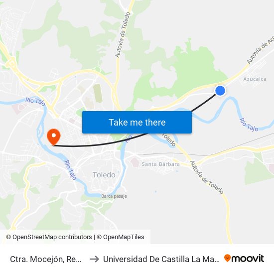 Ctra. Mocejón, Residencia San José to Universidad De Castilla La Mancha - Campus De Toledo map