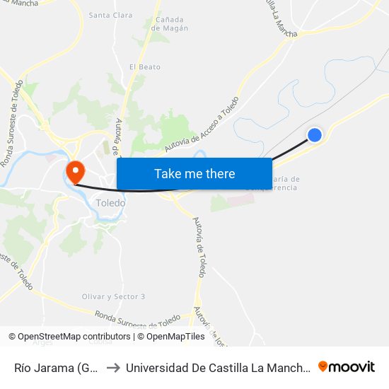 Río Jarama (Grupo Prilux) to Universidad De Castilla La Mancha - Campus De Toledo map