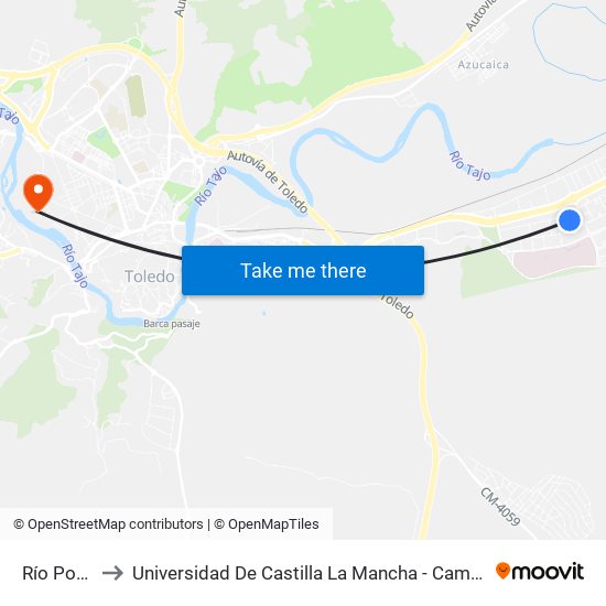 Río Portiña to Universidad De Castilla La Mancha - Campus De Toledo map