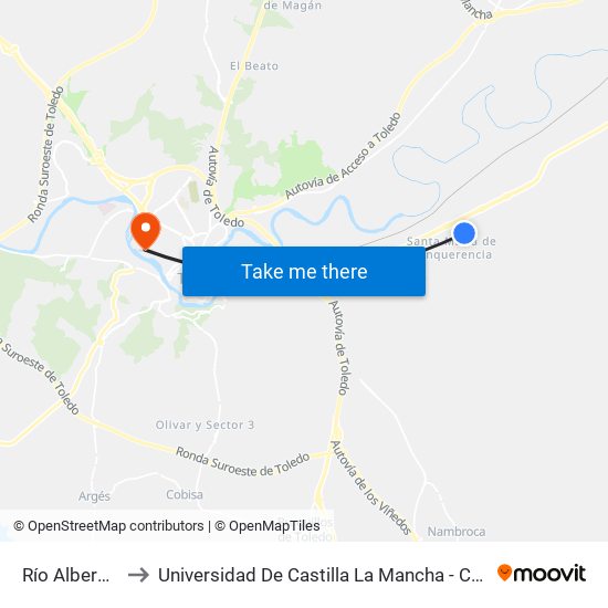 Río Alberche, 53 to Universidad De Castilla La Mancha - Campus De Toledo map