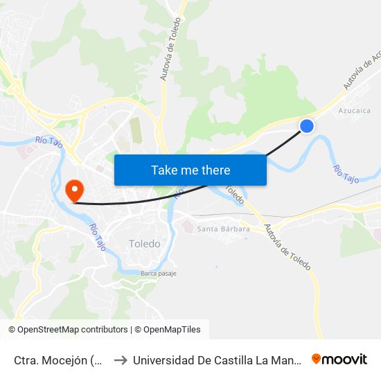 Ctra. Mocejón (Res. San José) to Universidad De Castilla La Mancha - Campus De Toledo map